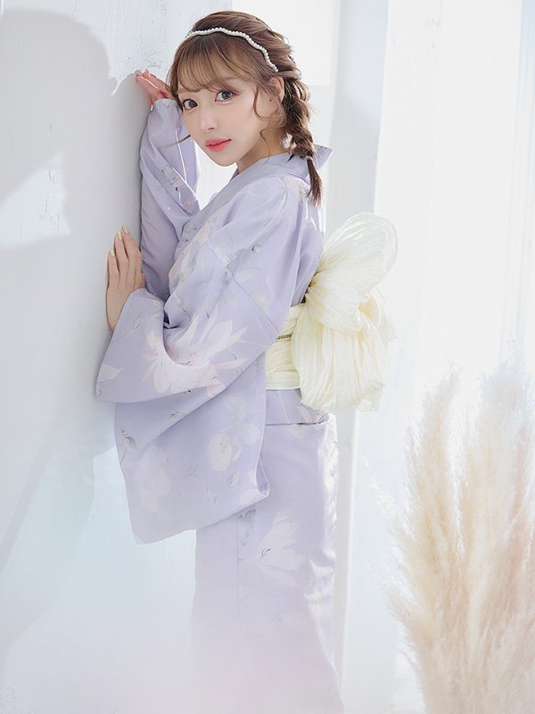 画像8: 【即日発送】【浴衣セール！】【浴衣】ライラックの可憐な花浴衣  【浴衣３点セット 浴衣/帯/下駄】[YMT]