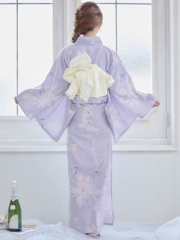 画像9: 【即日発送】【浴衣セール！】【浴衣】ライラックの可憐な花浴衣  【浴衣３点セット 浴衣/帯/下駄】[YMT]