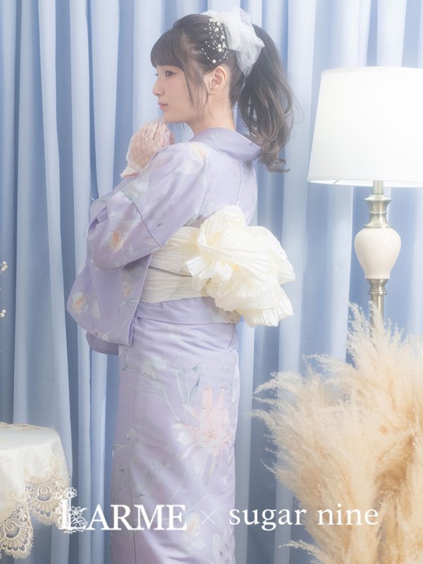 画像3: 【即日発送】【浴衣セール！】【浴衣】 ライラックの可憐な花浴衣【浴衣３点セット 浴衣/帯/下駄】[YMT]