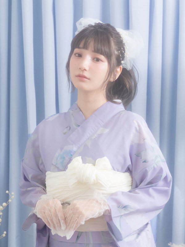 画像5: 【即日発送】【浴衣セール！】【浴衣】 ライラックの可憐な花浴衣【浴衣３点セット 浴衣/帯/下駄】[YMT]