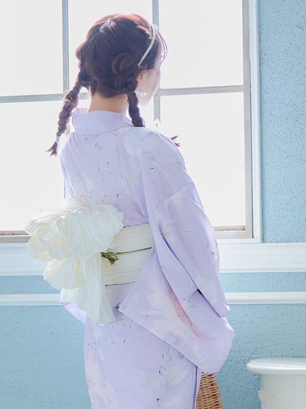 画像16: 【浴衣セール！】【即日発送】 ライラックの可憐な花浴衣  【浴衣３点セット 浴衣/帯/下駄】[YMT]