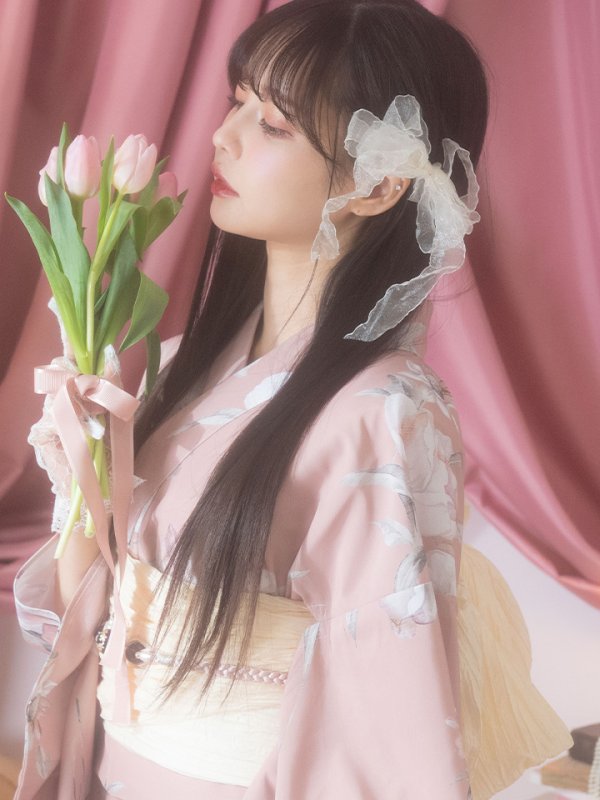 画像6: 【即日発送】大人スウィート/ピンク地フラワー浴衣【浴衣３点セット 浴衣/帯/下駄】[YMT]