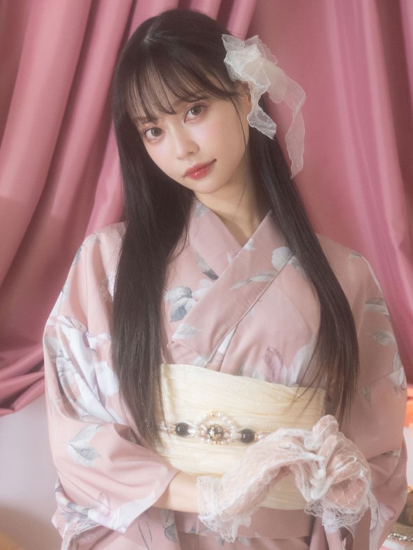 画像9: 【即日発送】大人スウィート/ピンク地フラワー浴衣【浴衣３点セット 浴衣/帯/下駄】[YMT]