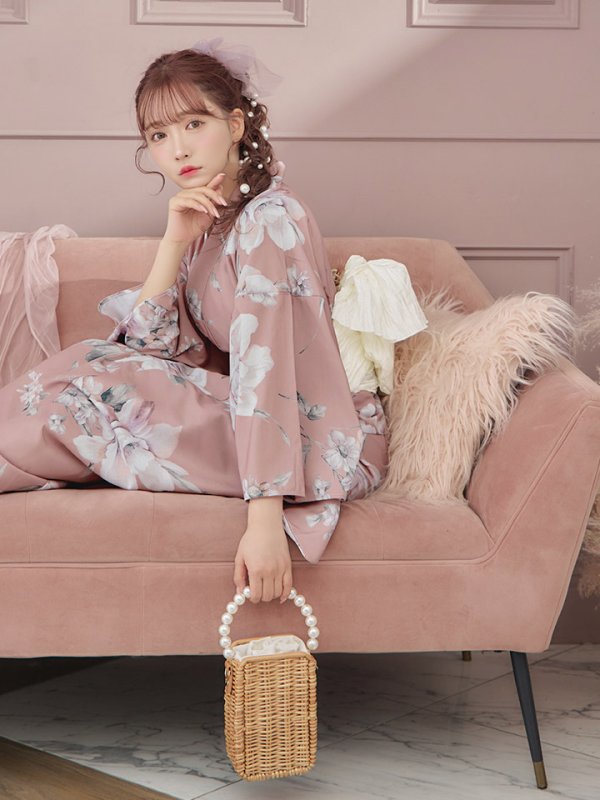 画像12: 【即日発送】大人スウィート/ピンク地フラワー浴衣【浴衣３点セット 浴衣/帯/下駄】[YMT]