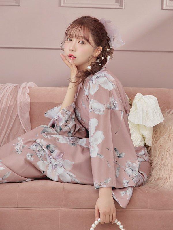 画像15: 【即日発送】大人スウィート/ピンク地フラワー浴衣【浴衣３点セット 浴衣/帯/下駄】[YMT]