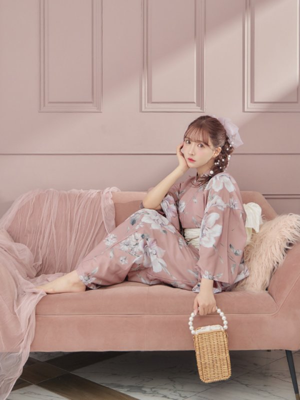 画像9: 【即日発送】大人スウィート/ピンク地フラワー浴衣【浴衣３点セット 浴衣/帯/下駄】[YMT]