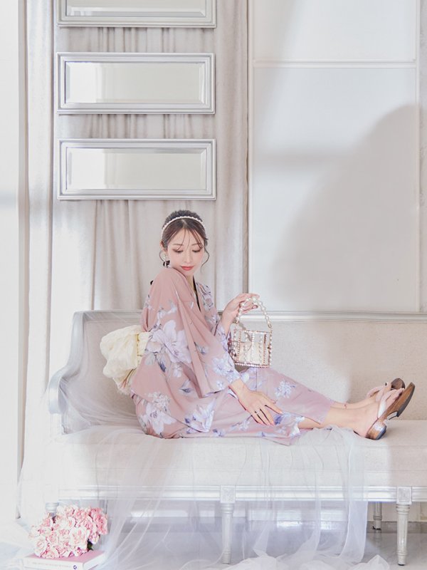 画像24: 【即日発送】大人スウィート/くすみピンク椿浴衣【浴衣３点セット 浴衣/帯/下駄】[YMT]