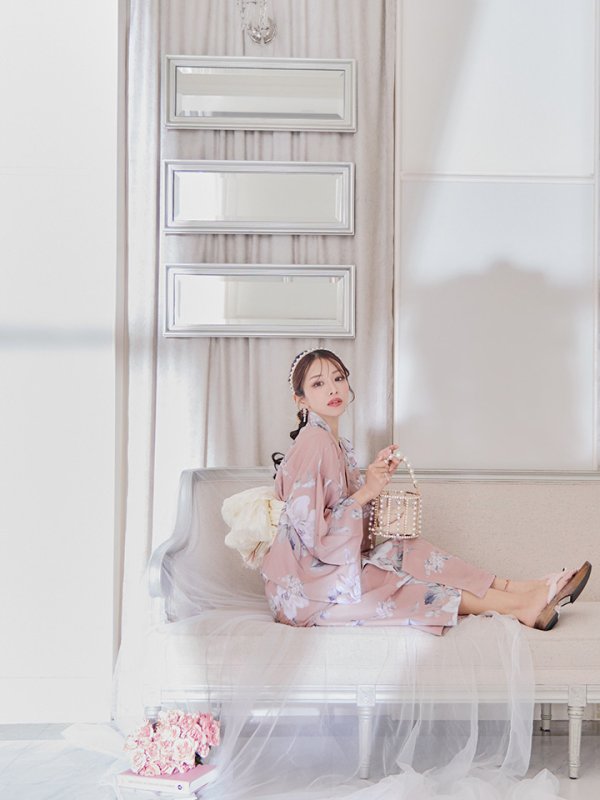 画像25: 【即日発送】大人スウィート/くすみピンク椿浴衣【浴衣３点セット 浴衣/帯/下駄】[YMT]