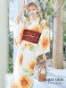 画像2: 【即日発送】【浴衣】アイボリー×ひまわりストライプ柄浴衣 向日葵  【浴衣３点セット 浴衣/帯/下駄】OBI-siwa-200-kj-10-TRC / HIMO-900-yn-7-MOC /YA-68-kn-W / HEKO-800-sb-5-W  / GETA-02-ok-2-IV [YMT] (2)
