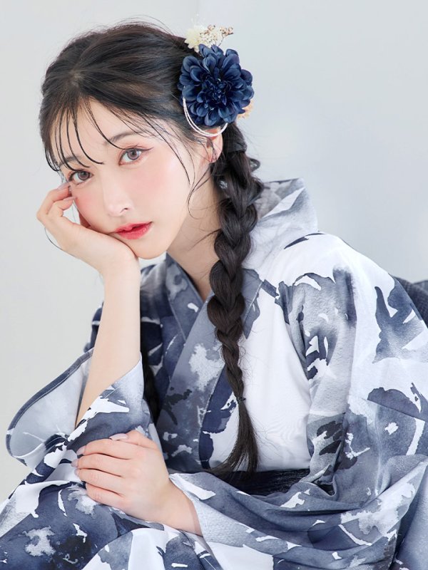 画像15: 【即日発送】【Riuコラボ】水彩グラデーション椿浴衣  【浴衣３点セット 浴衣/帯/下駄】【YMT】