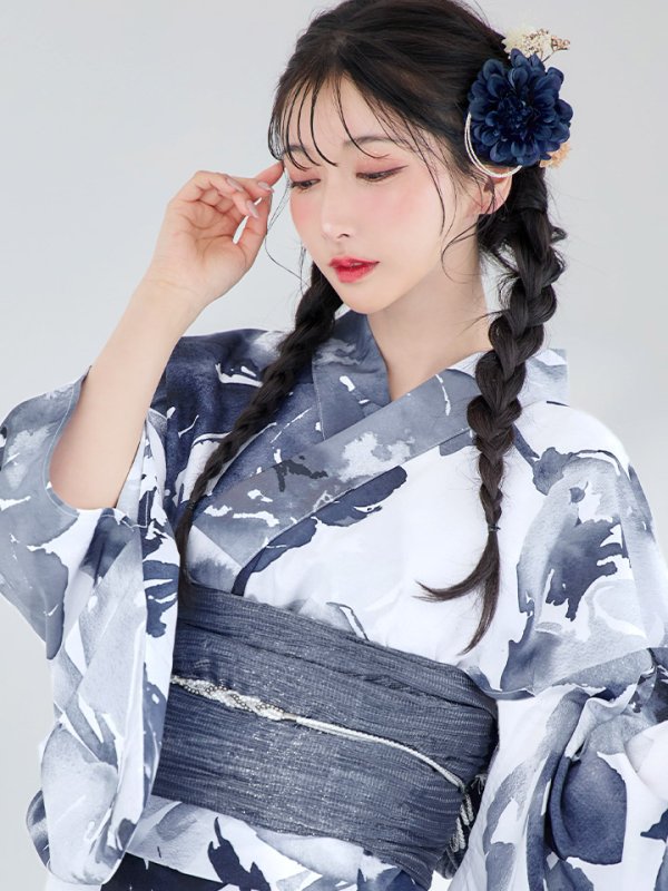 画像5: 【即日発送】【Riuコラボ】水彩グラデーション椿浴衣  【浴衣３点セット 浴衣/帯/下駄】【YMT】