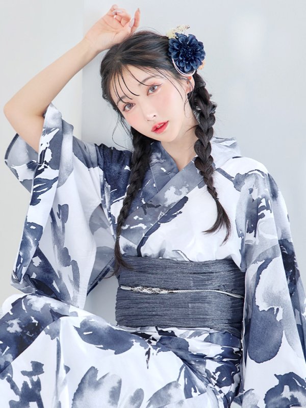 画像9: 【即日発送】【Riuコラボ】水彩グラデーション椿浴衣  【浴衣３点セット 浴衣/帯/下駄】【YMT】