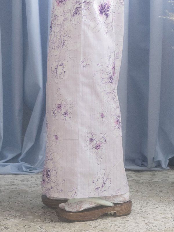 画像7: 【浴衣セール！】【即日発送】可憐なパープルxホワイト牡丹浴衣  【浴衣３点セット 浴衣/帯/下駄】[YMT]