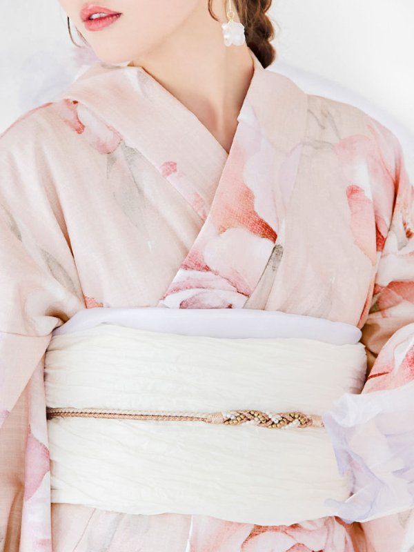 画像17: 【即日発送】くすみピンクスウィート牡丹浴衣  【浴衣３点セット 浴衣/帯/下駄】 [/YMT]