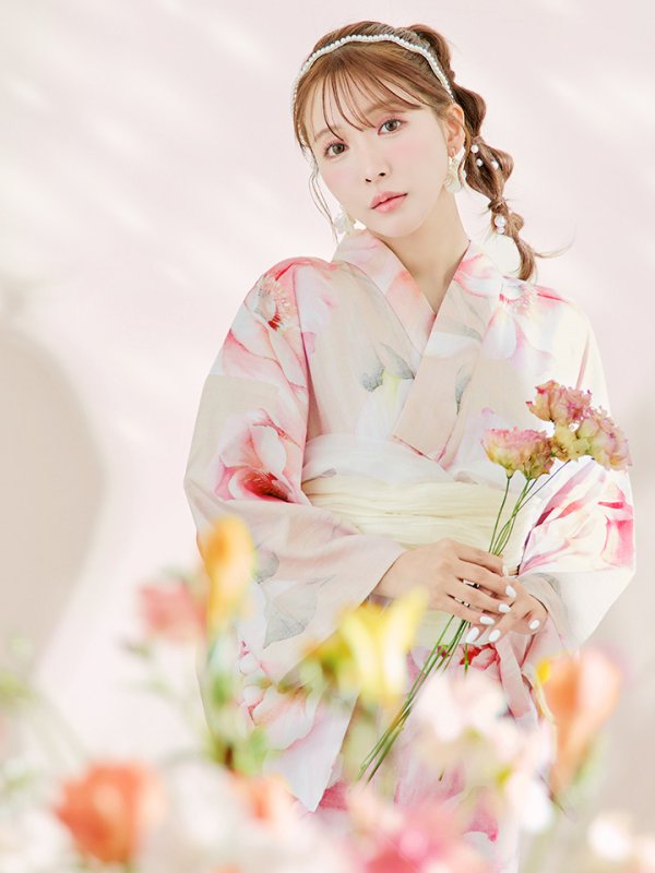 画像10: 【即日発送！】くすみピンクスウィート牡丹浴衣  【浴衣３点セット 浴衣/帯/下駄】[YMT]