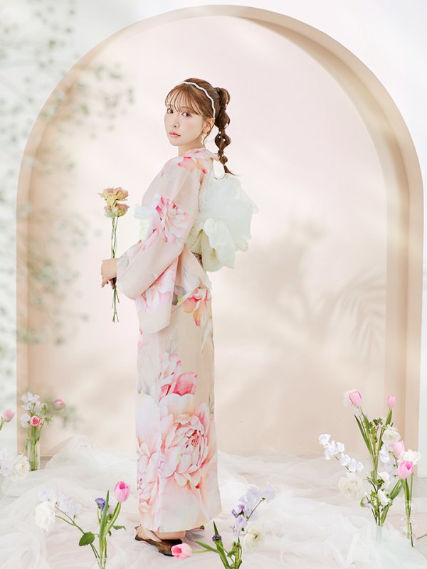 画像11: 【即日発送！】くすみピンクスウィート牡丹浴衣  【浴衣３点セット 浴衣/帯/下駄】[YMT]