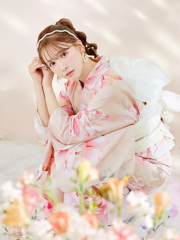 画像13: 【即日発送！】くすみピンクスウィート牡丹浴衣  【浴衣３点セット 浴衣/帯/下駄】[YMT]