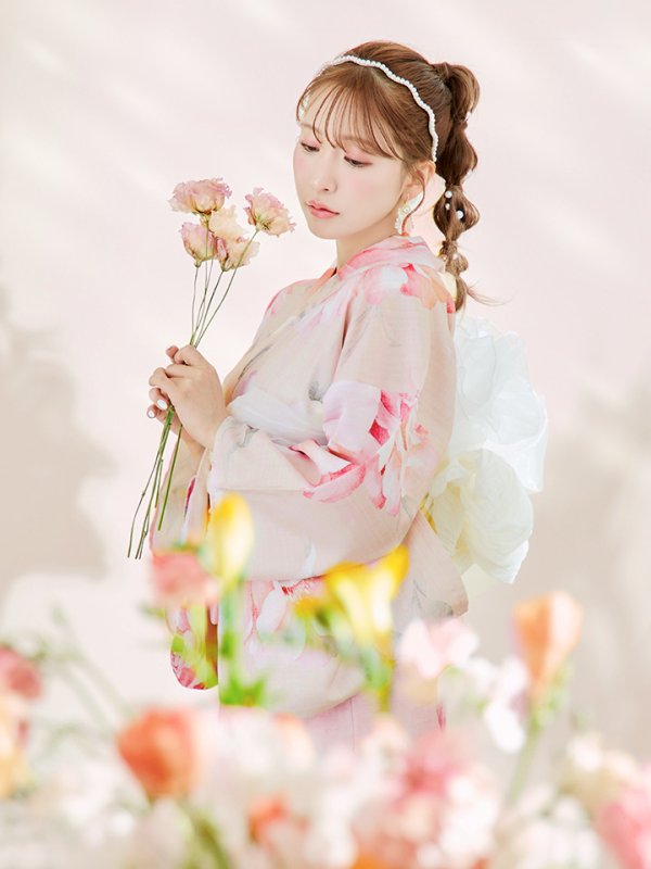 画像14: 【即日発送！】くすみピンクスウィート牡丹浴衣  【浴衣３点セット 浴衣/帯/下駄】[YMT]