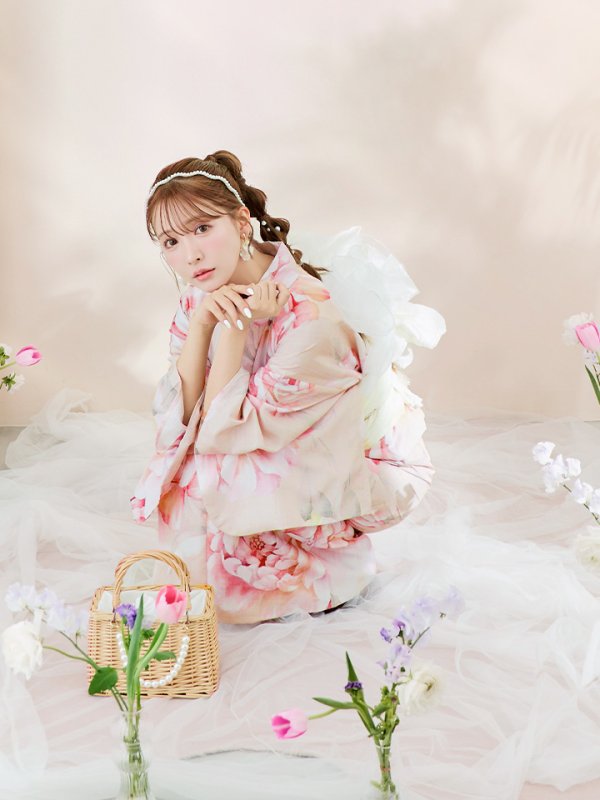 画像15: 【即日発送！】くすみピンクスウィート牡丹浴衣  【浴衣３点セット 浴衣/帯/下駄】[YMT]