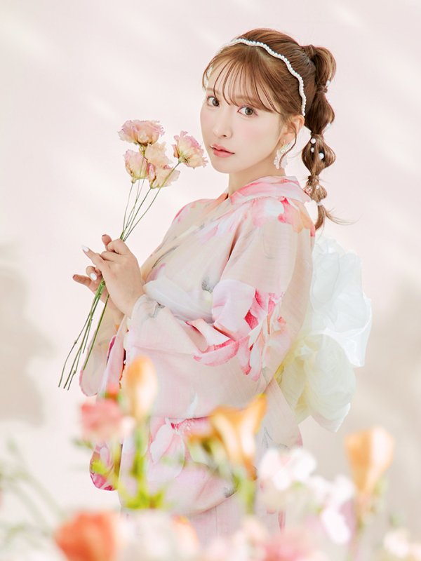 画像16: 【即日発送！】くすみピンクスウィート牡丹浴衣  【浴衣３点セット 浴衣/帯/下駄】[YMT]