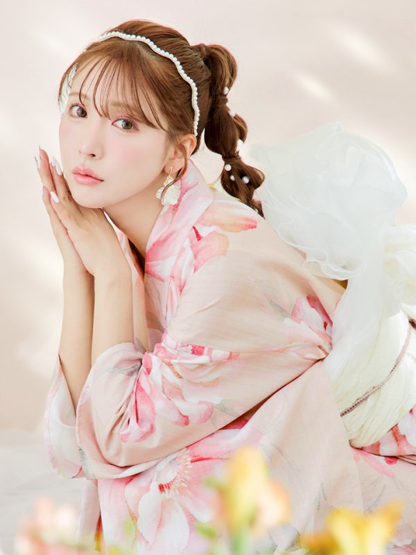 画像18: 【即日発送！】くすみピンクスウィート牡丹浴衣  【浴衣３点セット 浴衣/帯/下駄】[YMT]