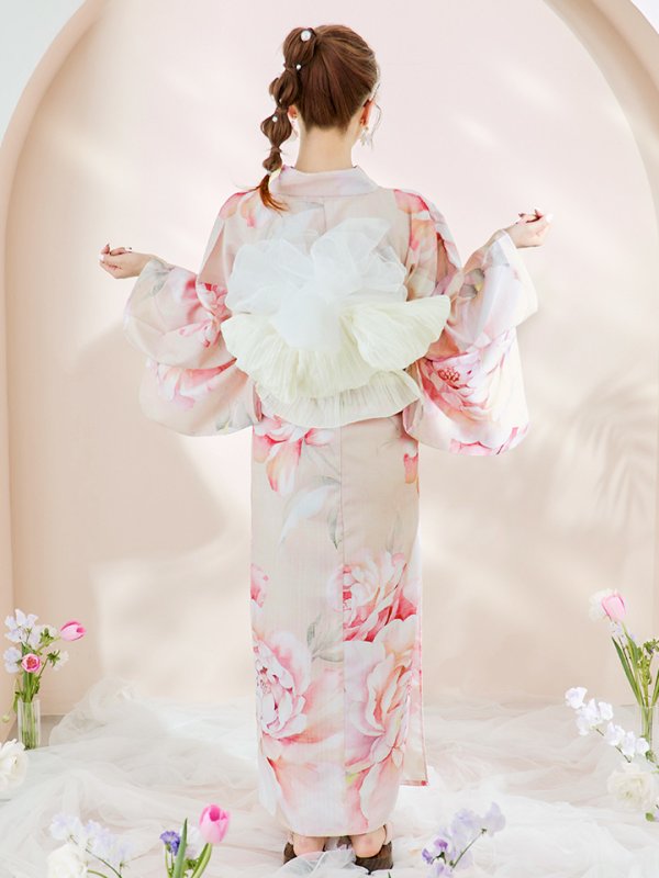 画像19: 【即日発送！】くすみピンクスウィート牡丹浴衣  【浴衣３点セット 浴衣/帯/下駄】[YMT]