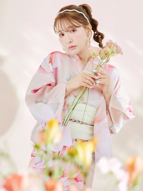 画像5: 【即日発送！】くすみピンクスウィート牡丹浴衣  【浴衣３点セット 浴衣/帯/下駄】[YMT]