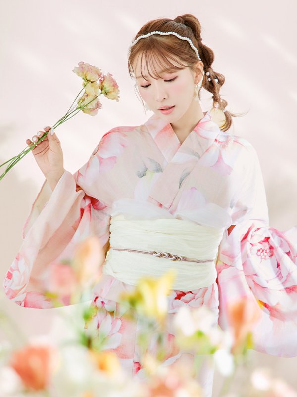 画像6: 【即日発送！】くすみピンクスウィート牡丹浴衣  【浴衣３点セット 浴衣/帯/下駄】[YMT]