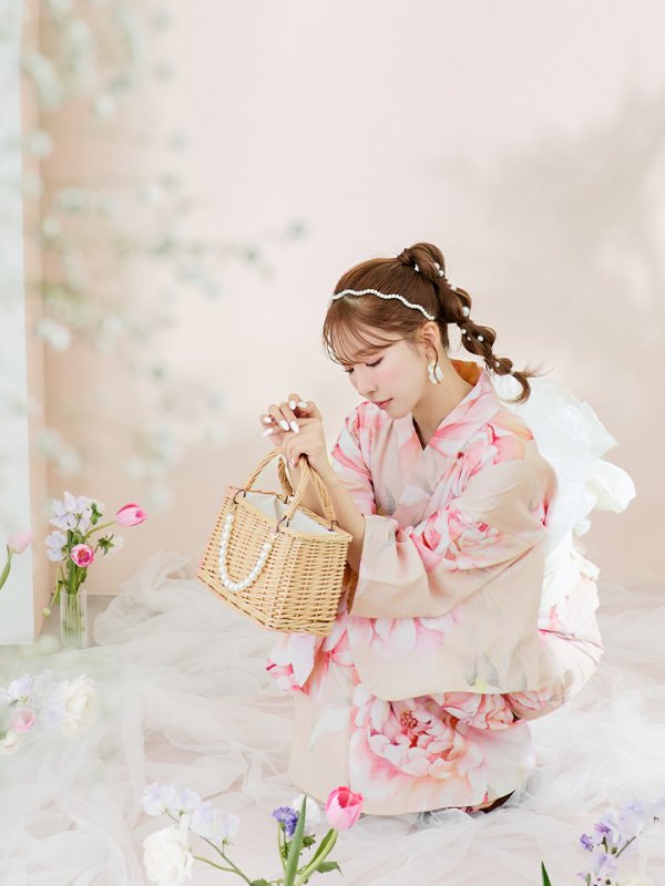 画像9: 【即日発送！】くすみピンクスウィート牡丹浴衣  【浴衣３点セット 浴衣/帯/下駄】[YMT]