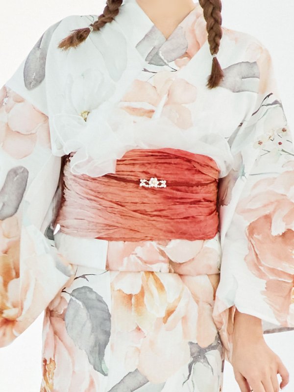 画像19: 【即日発送】アプリコットピンク牡丹浴衣  【浴衣３点セット 浴衣/帯/下駄】[YMT]