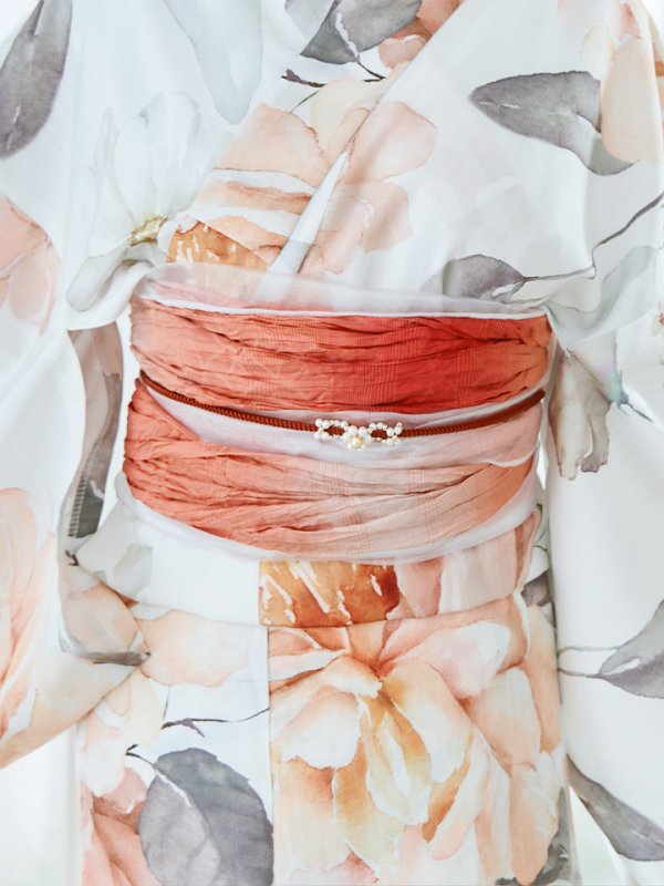 画像19: 【即日発送】アプリコットピンク牡丹浴衣  【浴衣３点セット 浴衣/帯/下駄】[YMT]