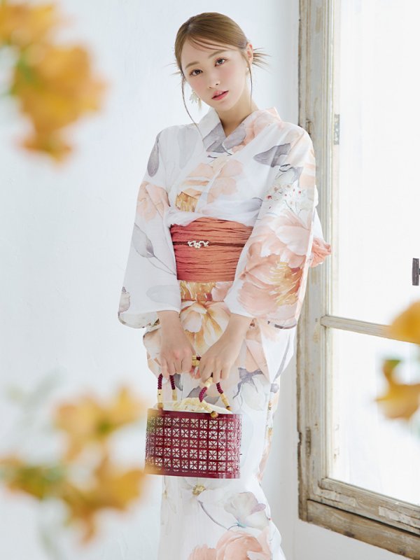 画像11: 【即日発送】アプリコットピンク牡丹浴衣  【浴衣３点セット 浴衣/帯/下駄】[YMT]