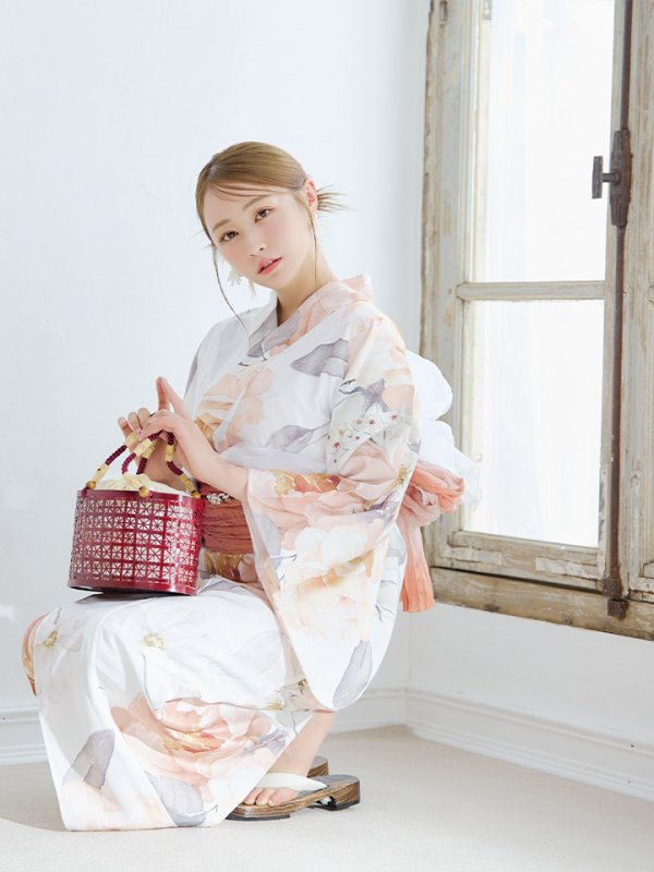 画像13: 【即日発送】アプリコットピンク牡丹浴衣  【浴衣３点セット 浴衣/帯/下駄】[YMT]