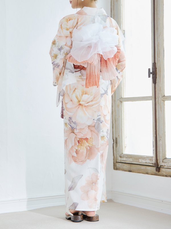 画像15: 【即日発送】アプリコットピンク牡丹浴衣  【浴衣３点セット 浴衣/帯/下駄】[YMT]