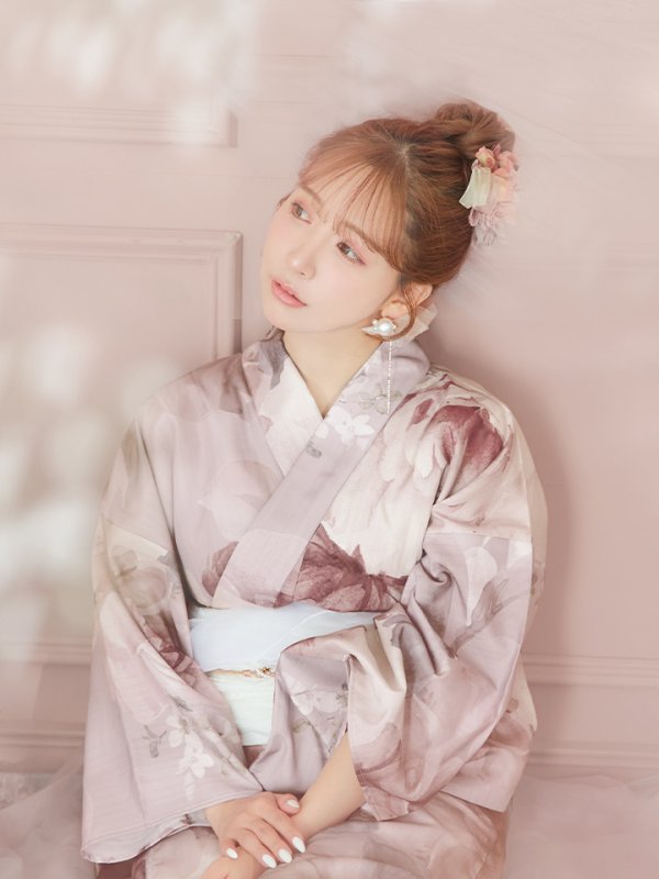 画像12: 【即日発送】アンティークフラワーピンク浴衣  【浴衣３点セット 浴衣/帯/下駄】[YMT]