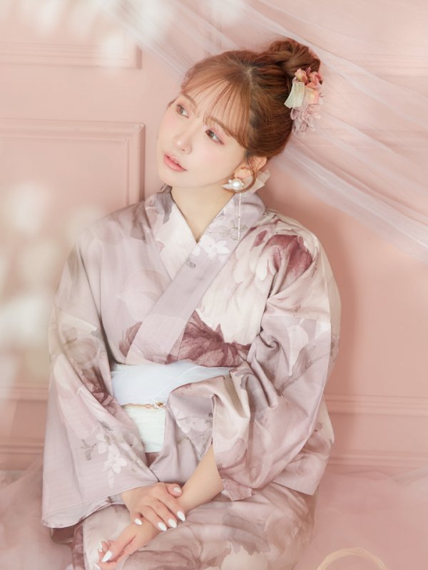 画像16: 【即日発送】アンティークフラワーピンク浴衣  【浴衣３点セット 浴衣/帯/下駄】[YMT]