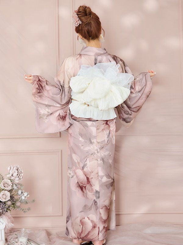 画像21: 【即日発送】アンティークフラワーピンク浴衣  【浴衣３点セット 浴衣/帯/下駄】[YMT]