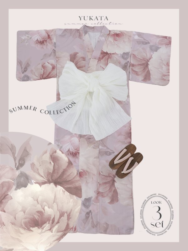 画像26: 【即日発送】アンティークフラワーピンク浴衣  【浴衣３点セット 浴衣/帯/下駄】[YMT]