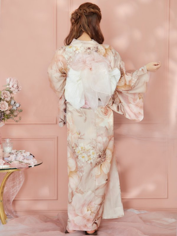 画像16: 【即日発送！】アンティークフラワーピンク浴衣  【浴衣３点セット 浴衣/帯/下駄】[YMT]