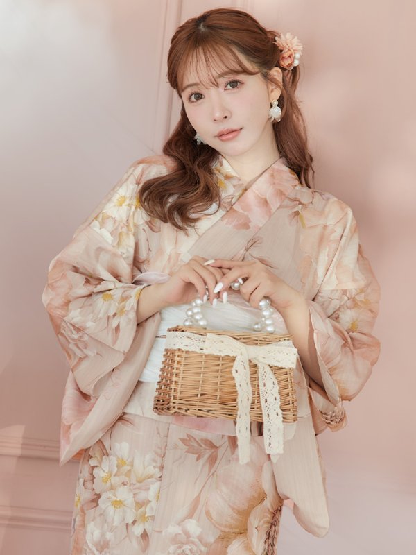 画像3: 【即日発送！】アンティークフラワーピンク浴衣  【浴衣３点セット 浴衣/帯/下駄】[YMT]