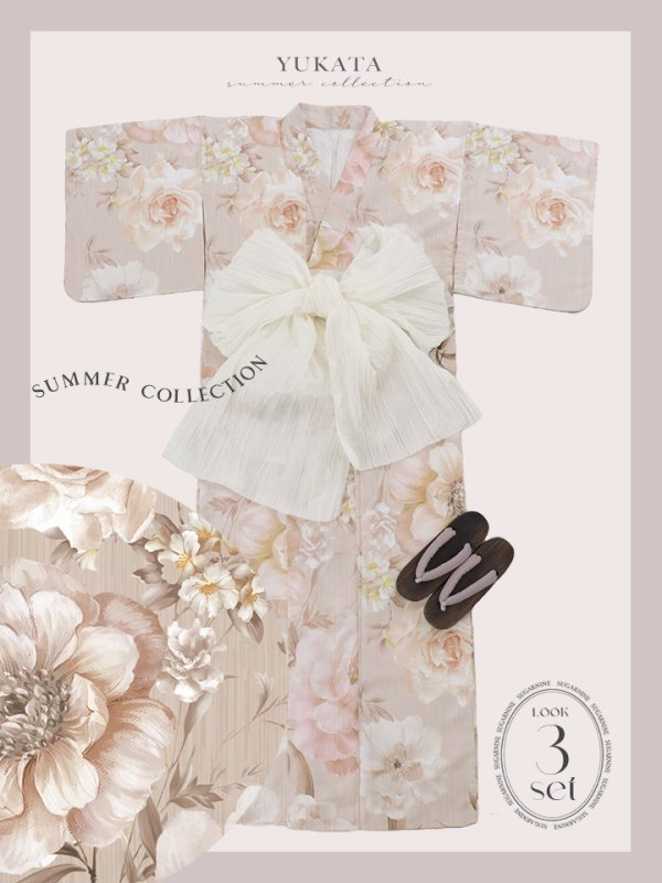 画像23: 【即日発送！】くすみピンクスウィート浴衣  【浴衣３点セット 浴衣/帯/下駄】[YMT]