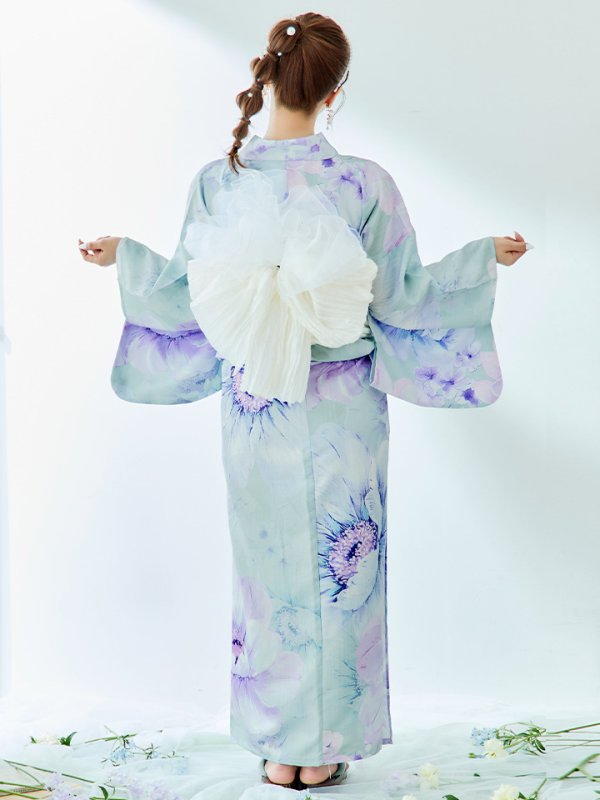 画像17: 【即日発送】ニュアンスフラワーミント牡丹浴衣  【浴衣３点セット 浴衣/帯/下駄】[YMT]