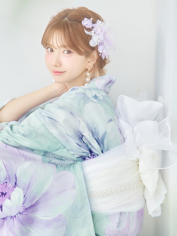 画像14: 【即日発送】ニュアンスフラワーミント牡丹浴衣  【浴衣３点セット 浴衣/帯/下駄】[YMT]