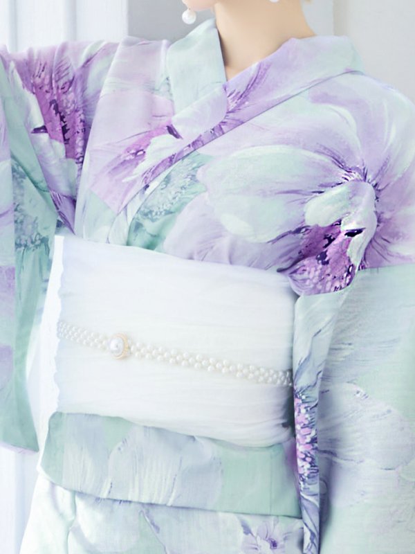 画像19: 【即日発送】ニュアンスフラワーミント牡丹浴衣  【浴衣３点セット 浴衣/帯/下駄】[YMT]