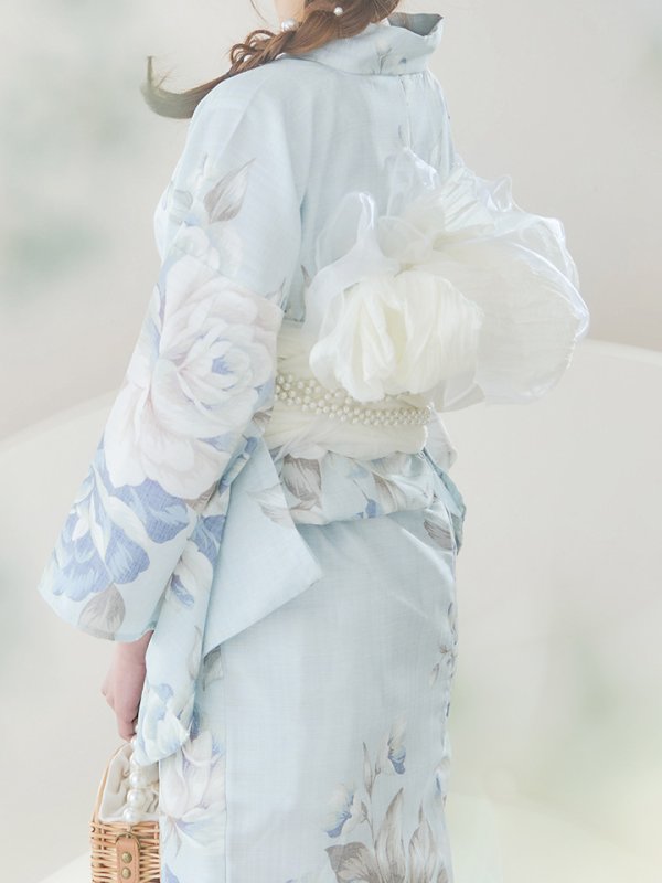 画像26: 【即日発送】クラシカルローズブルー浴衣  【浴衣３点セット 浴衣/帯/下駄】[YMT]