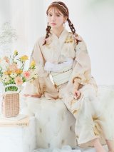 【即日発送！】クリームイエローピオニー浴衣 OBI-siwa-200-kj-13-OW / HIMO-900-yn-8-P / HEKO-800-sb-5-W / YA-1079-kj-6-W /  GETA-01-kj-7-P/  [YMT]