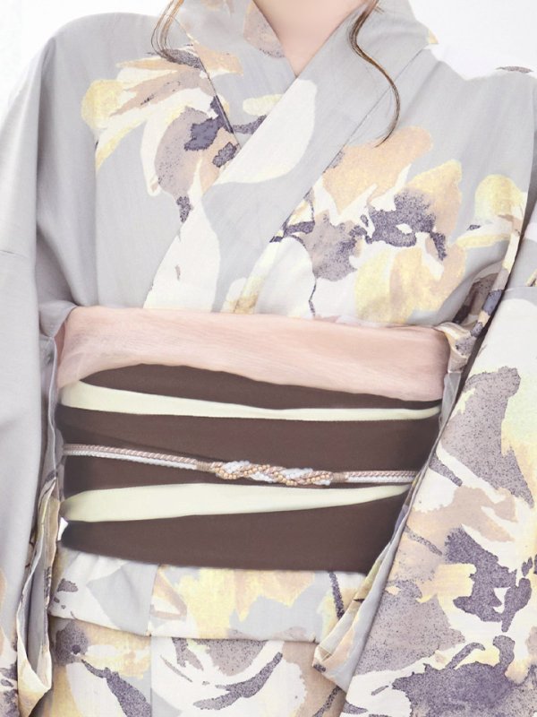 画像20: 【即日発送】グレージュニュアンスフラワー浴衣  【浴衣３点セット 浴衣/帯/下駄】[YMT]