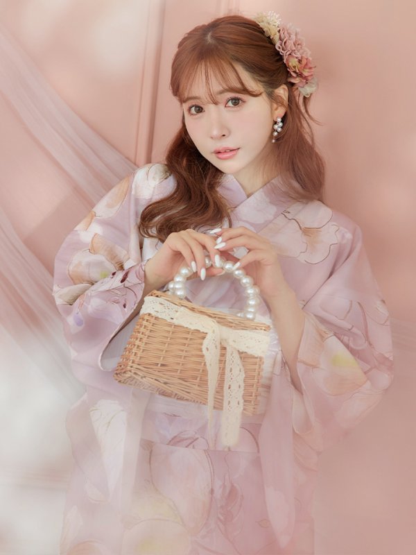 画像15: 【即日発送】大人くすみピンクx牡丹浴衣  【浴衣３点セット 浴衣/帯/下駄】[YMT]