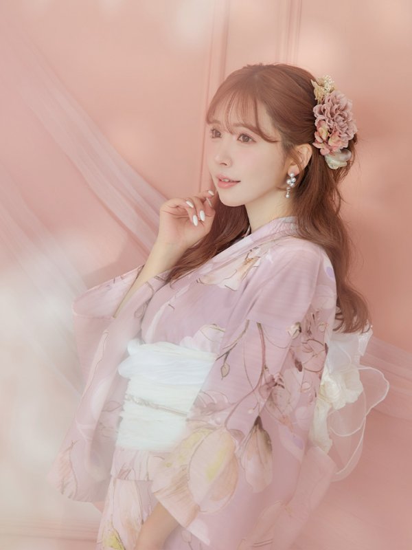 画像16: 【即日発送】大人くすみピンクx牡丹浴衣  【浴衣３点セット 浴衣/帯/下駄】[YMT]