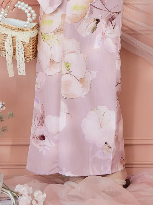 画像20: 【即日発送】大人くすみピンクx牡丹浴衣  【浴衣３点セット 浴衣/帯/下駄】[YMT]